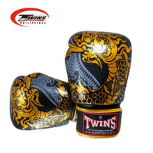 Charger l'image dans la galerie, GANTS DE BOXE TWINS CUIR - NAGAS NOIR/OR