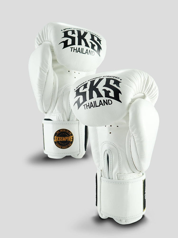 Gants De Boxe Sparring En Cuir De Vache Véritable - Blanc, Personnalisables, Neufs