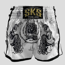 Charger l'image dans la galerie, SHORT MUAY THAI SKS SAKYANT TIGER DRAGON BLANC